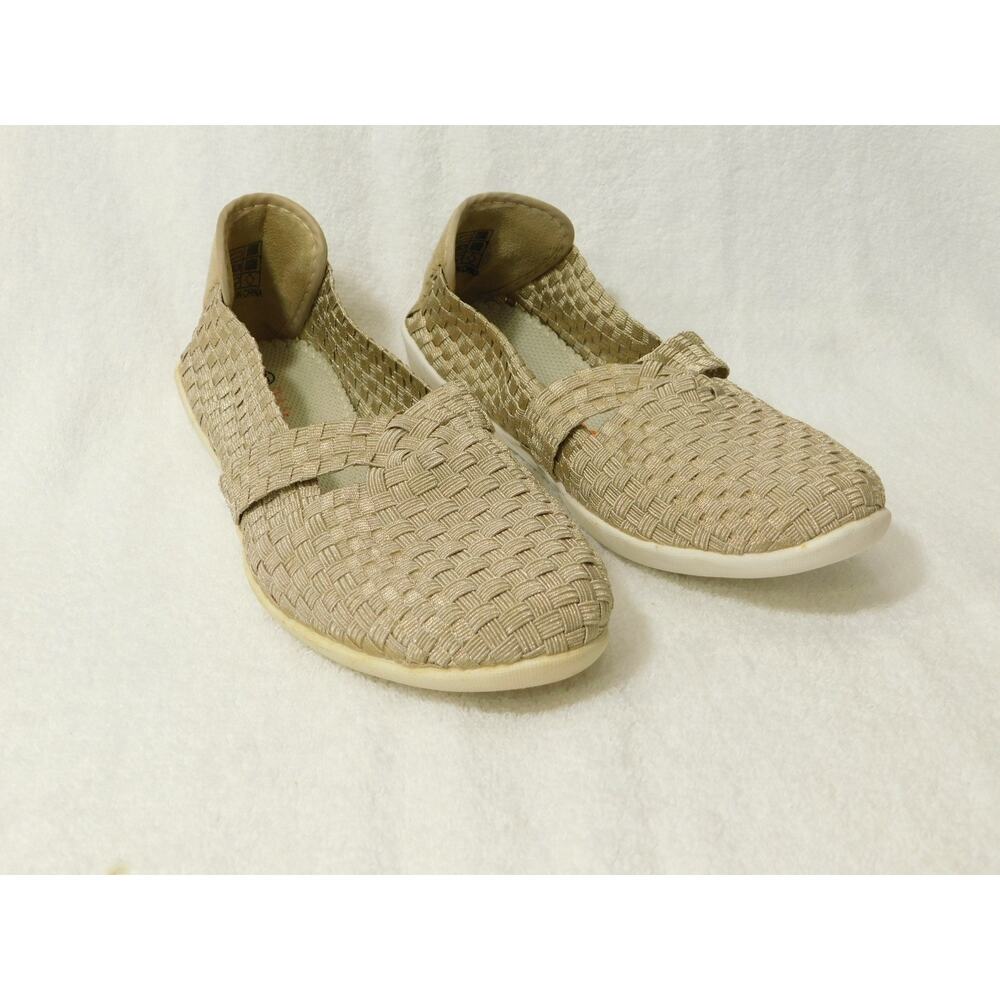 Bernie Mev Light Gold Woven Technology Memory Form Shoes - 7 M